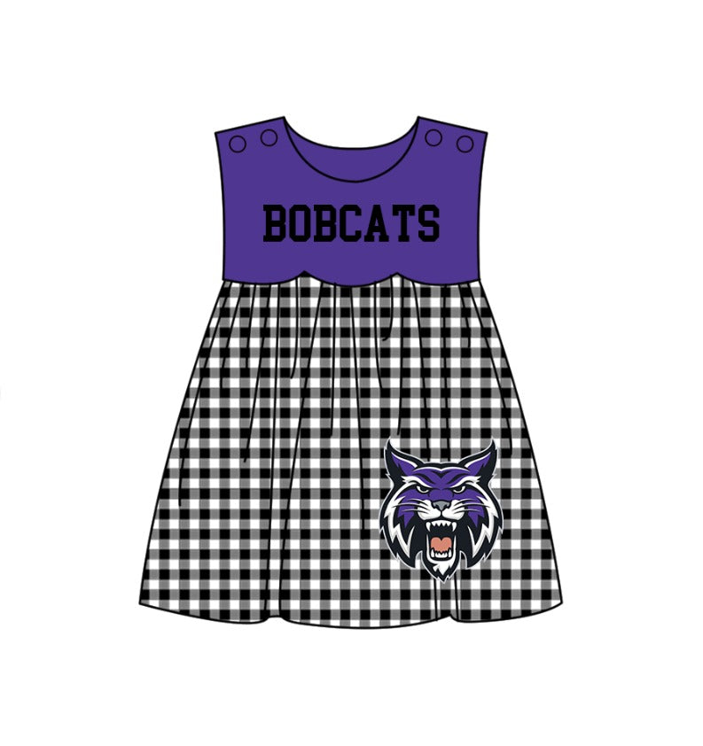Preorder moq 5 Baby Girls Sleeveless Bobcats Team Knee Length Dresses