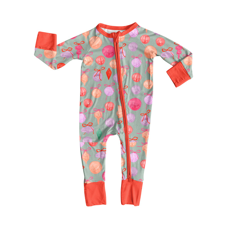 Preorder moq 5 Baby Infant Girls Long Sleeves Colorful Bows Lights Plaid Zipper Rompers