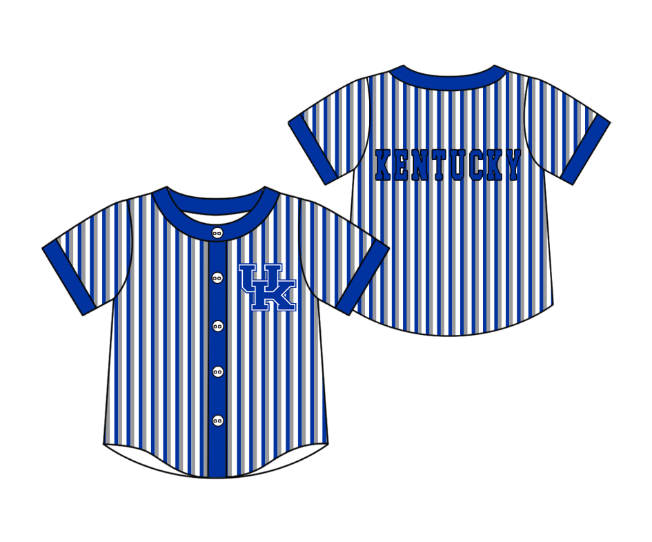 Preorder moq 5 Baby Boys Short Sleeve Kentucky Team Button Stripe Shirts Top