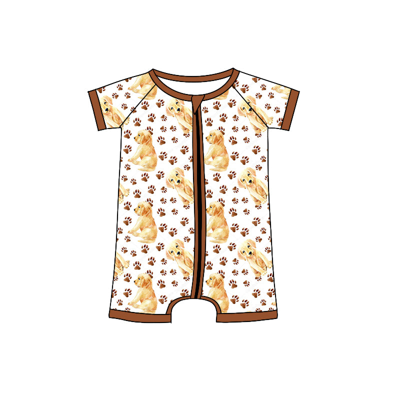 Preorder(moq 5)Baby Infant Boys Paw Cute Dogs Zip Rompers