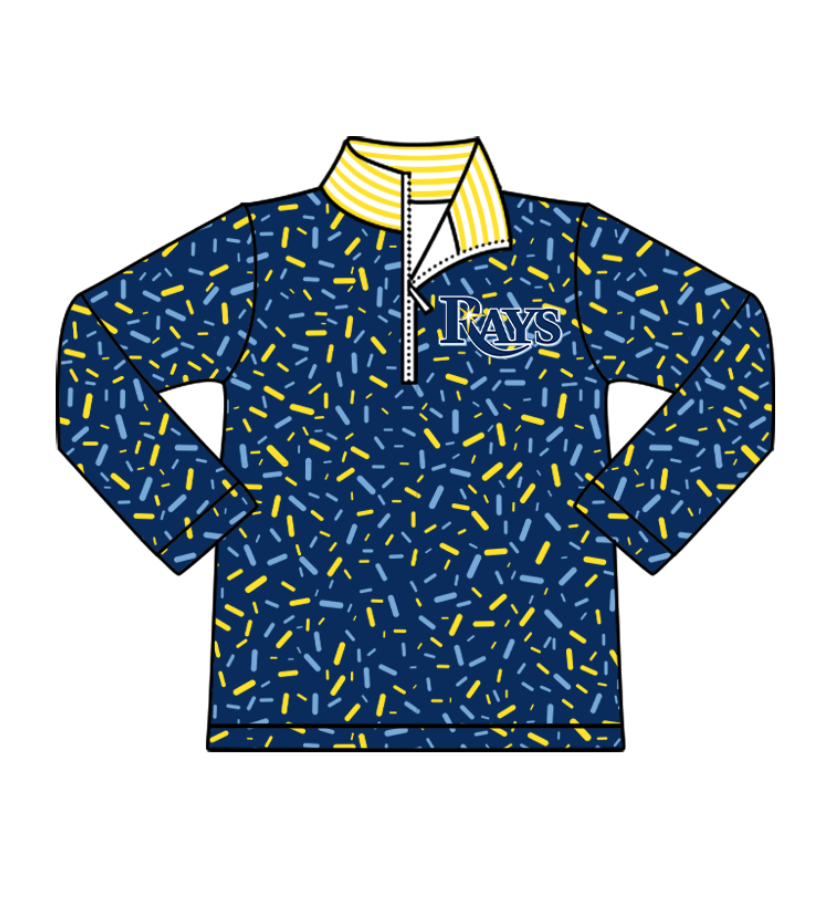 Preorder(moq 8)Baby Boys Navy Sprinkles Zipper Rays Team Pullovers Top