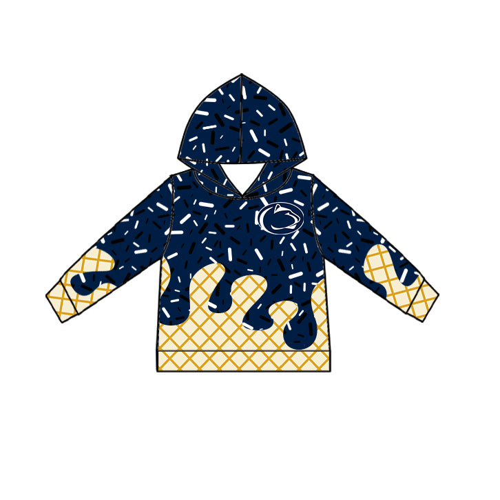 Preorder (moq 5)Baby Boys Navy Cheetah Long Sleeves Drip Team Hoodies Top