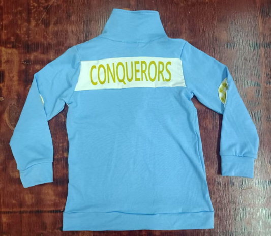 Preorder moq 5 Baby Boys Blue Long Sleeves King Conquerors Zipper Pullovers Top