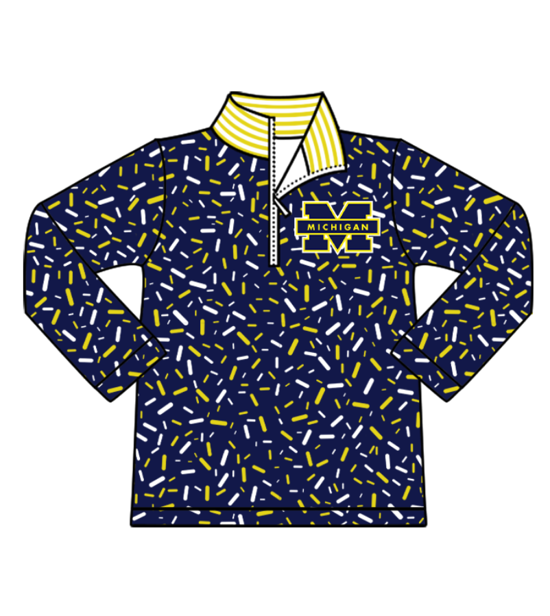 Preorder(moq 8)Baby Boys Navy Sprinkles Zipper Michigan Team Pullovers Top