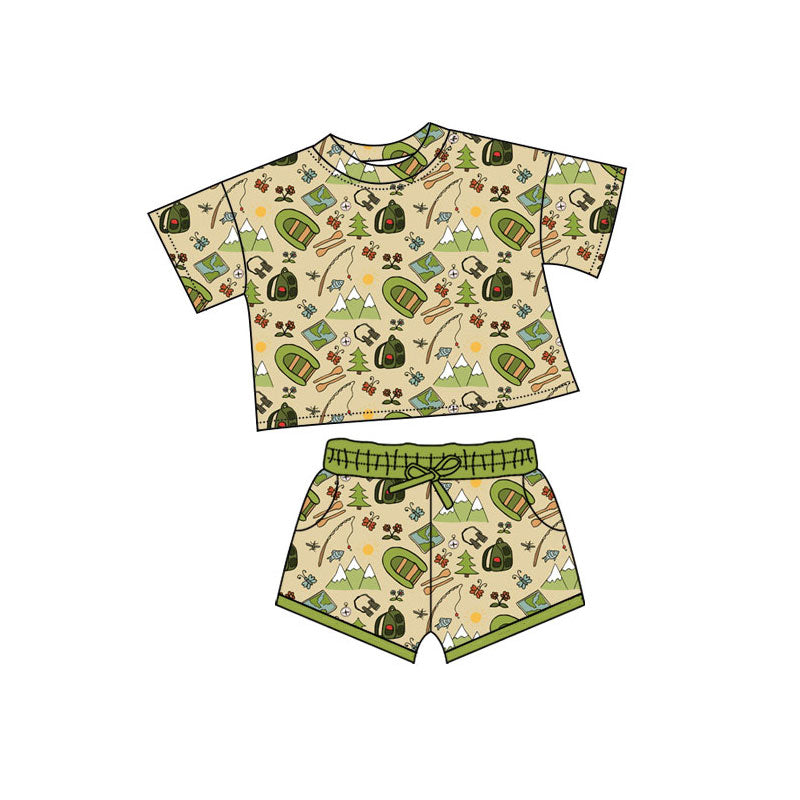 Preorder(moq 5) Baby Boys Camping Hunting Top Pocket Shorts Clothes Sets
