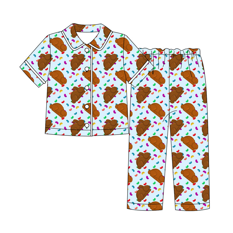 Preorder moq 5 Adult Men Colorful Candy Rabbits Button Top Pants Easter Pajamas Sets