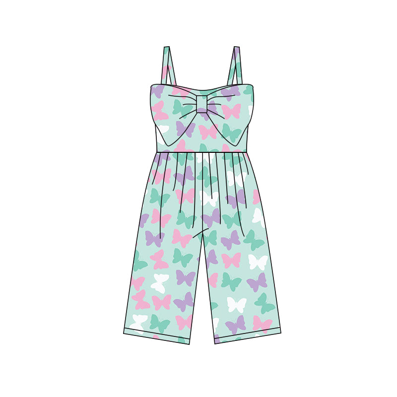 Preorder (moq 5)Baby Girls Strap Colorful Butterfly Bows Pants Jumpsuits