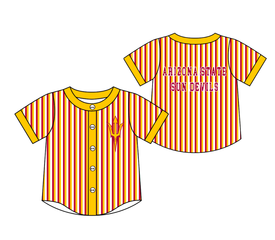 Preorder moq 5 Baby Boys Short Sleeve Arizona State Team Button Stripe Shirts Top