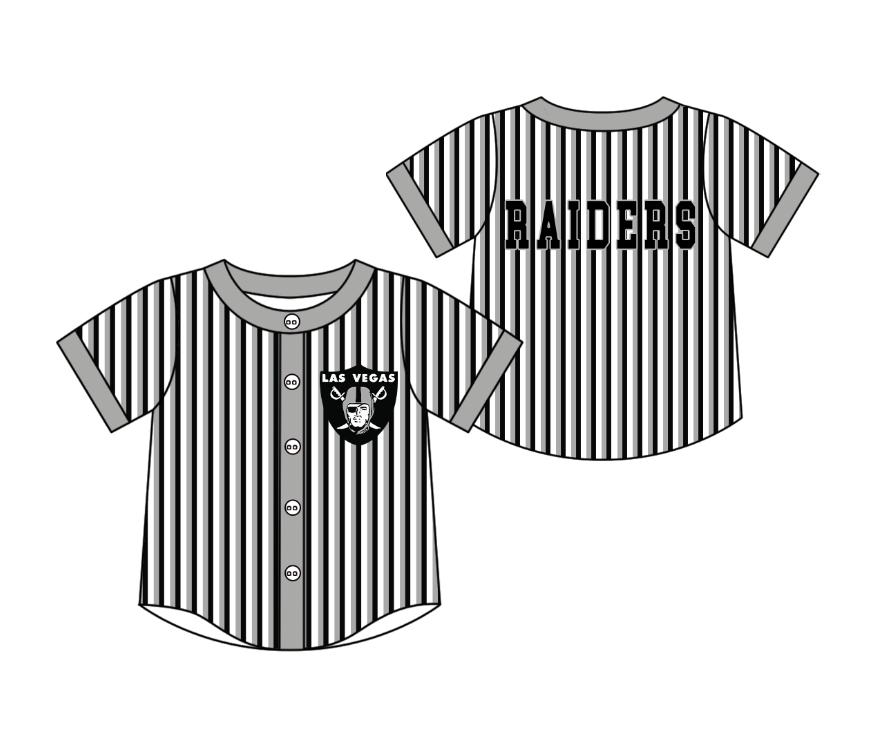 Preorder moq 5 Baby Boys Short Sleeve Raiders Team Button Stripe Shirts Top