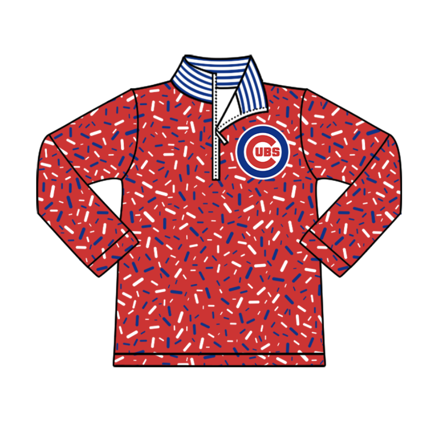 Preorder(moq 8)Baby Boys Red Sprinkles Zipper Cubs Team Pullovers Top