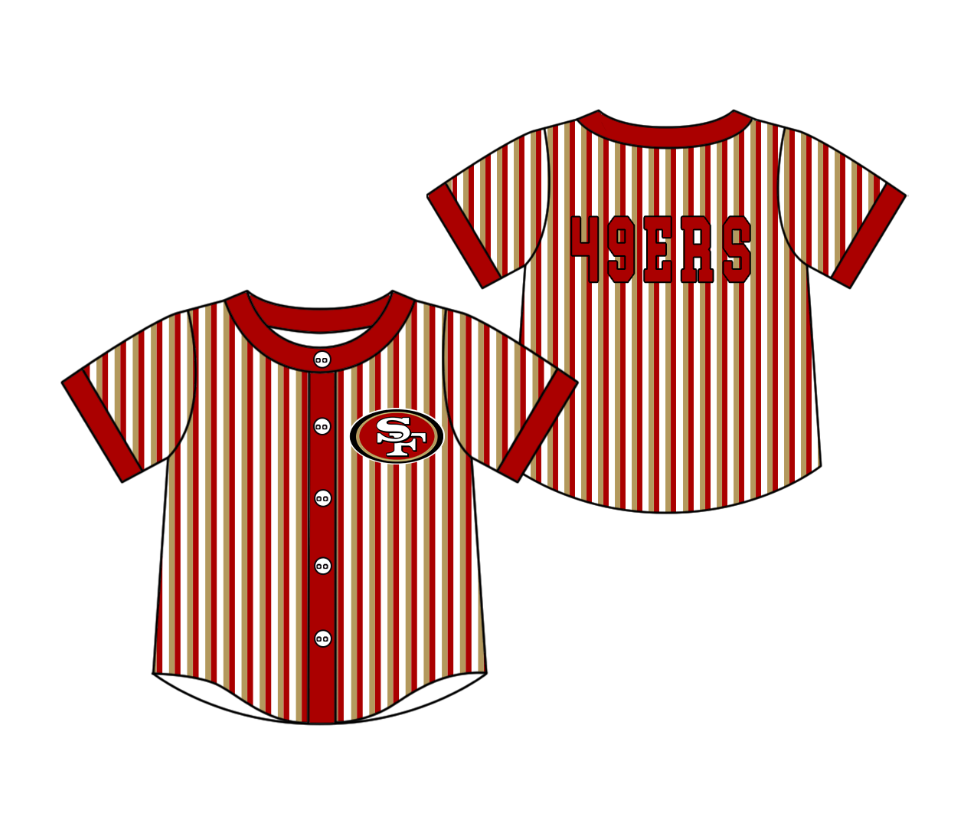 Preorder moq 5 Baby Boys Short Sleeve SF Team Button Stripe Shirts Top