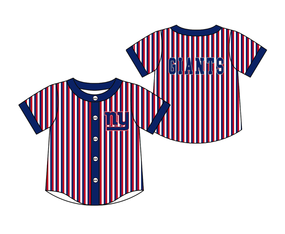 Preorder moq 5 Baby Boys Short Sleeve Giants Team Button Stripe Shirts Top