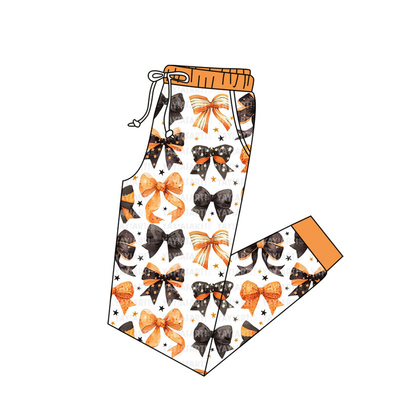 Preorder(moq 5) Adult Women Halloween Black Orange Bows Jogger Pants