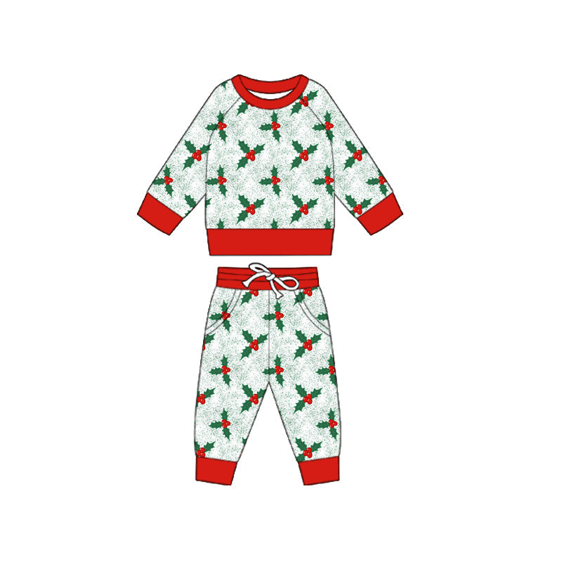Preorder (moq 5)Baby Boys Long Sleeves Red Garland Top Pockets Pant Pajamas Set