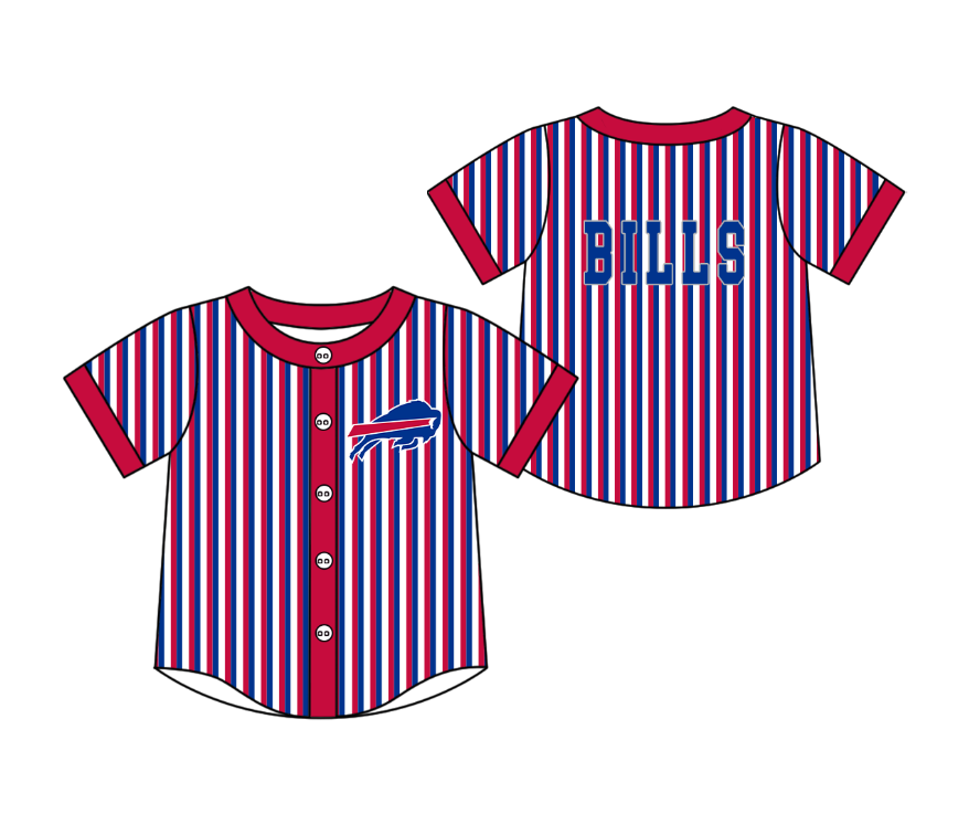 Preorder moq 5 Baby Boys Short Sleeve Bills Team Button Stripe Shirts Top