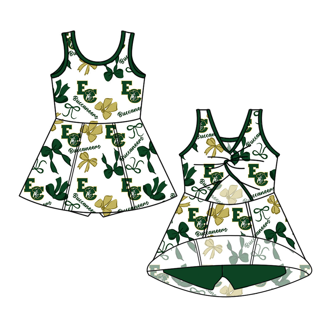 Preorder (moq 5)Baby Girls Sleeveless Bows Team Short Knee Length Dresses