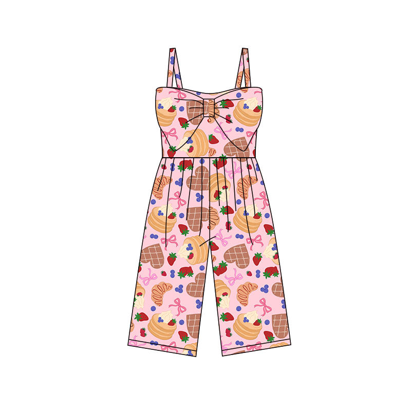 Preorder (moq 5)Baby Girls Strap Strawberry Hearts Cakes Valentines Pants Jumpsuits