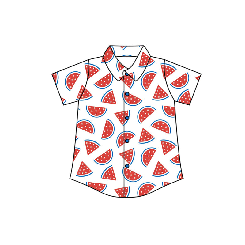 Preorder moq 5 Baby Boys Short Sleeve Watermelons Button Shirts Top