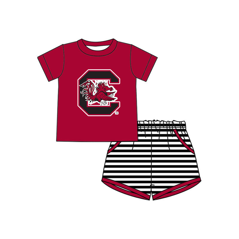 Preorder (moq 5)Baby Boys Red C Bulls Top Stripe Pockets Shorts Team Clothes Set