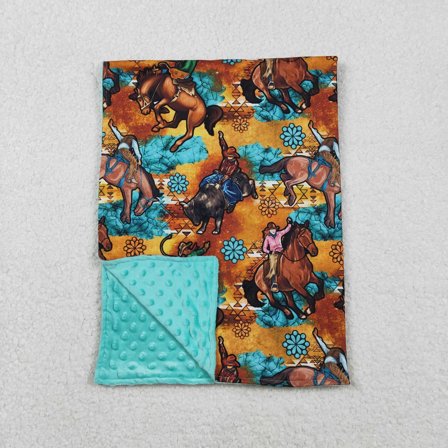 Baby Toddler Children Western Horse Rodeos Minky Blankets