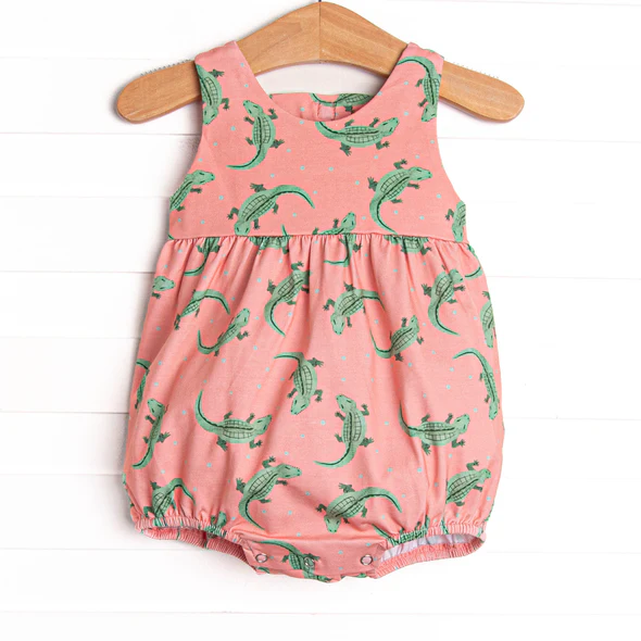 Preorder moq 5 Baby Boys Peach Sleeveless Crocodiles Rompers