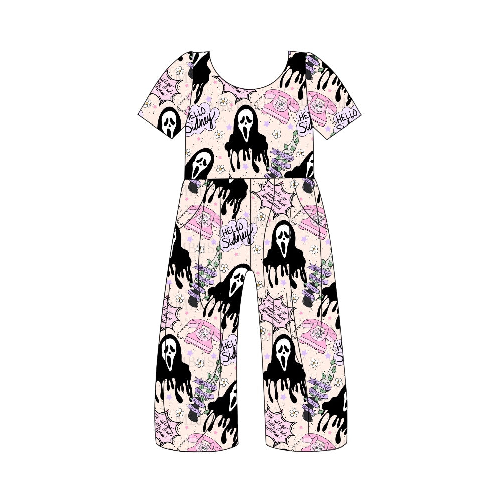Baby Girls Halloween Pink Call Short Sleeve Jumpsuits Preorder(moq 5)