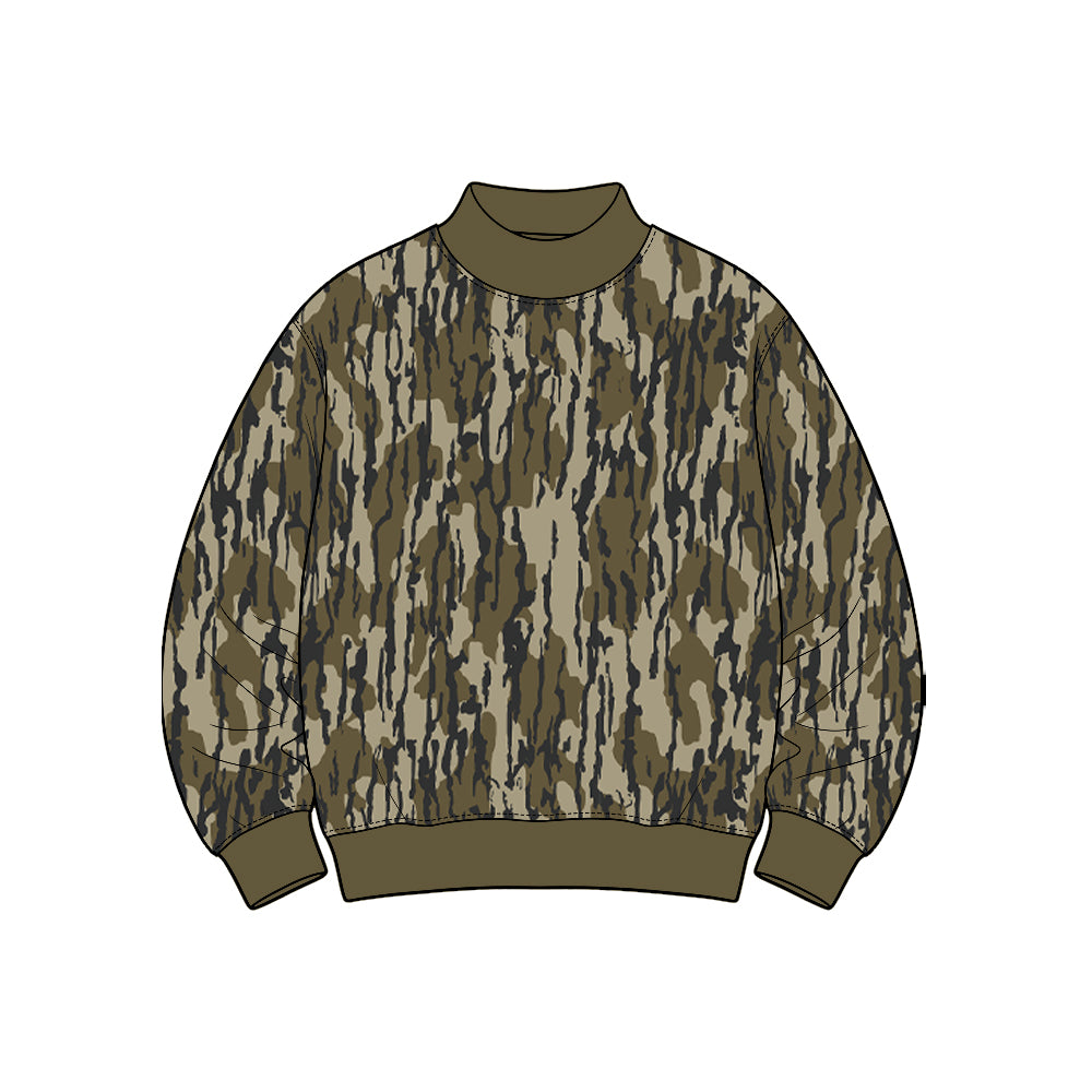 Preorder moq 5 Baby Boys Long Sleeve Wood Camo Mock Neck T-shirts Top