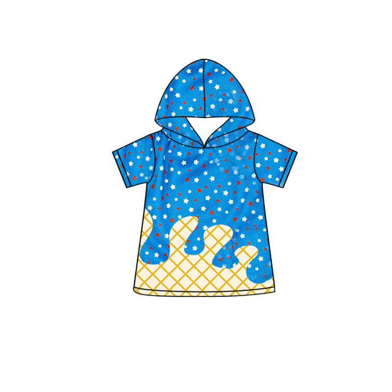 Preorder(moq 5) Baby Boys Hot Blue Short Sleeves Team Hoodies Top