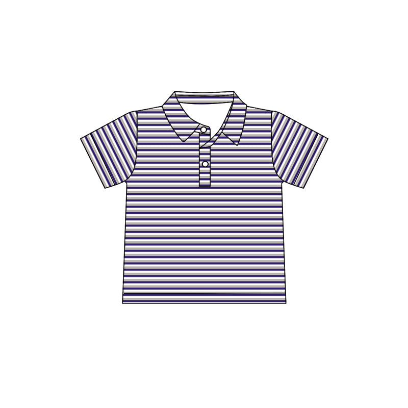 Preorder(moq 5) Baby Boys Purple Stripes Team Short Sleeve Tee Pullovers Shirts Tops