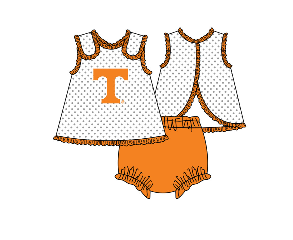 Preorder (moq 5)Baby Girls Sleeveless T Polka Dots Tunic Bummies Team Clothes Sets