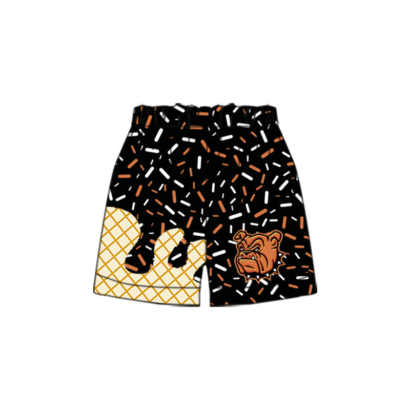 Preorder(moq 5) Baby Boys Black Sprinkles Orange Dog Team Sports Shorts