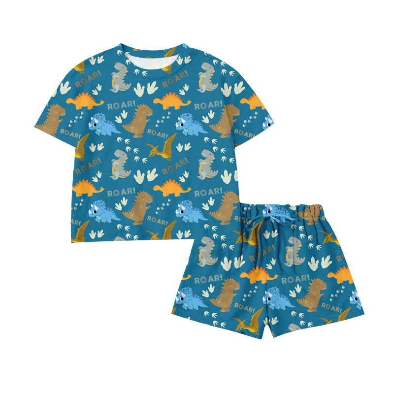Preorder (moq 5)Baby Boys Short Sleeve Dinosaurs Roar Top Shorts Clothes Sets