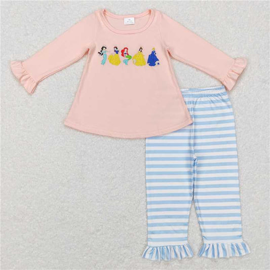 Sibling Baby Girls Pink Princess Tunic Pants Clothes Sets Knee Length Dresses