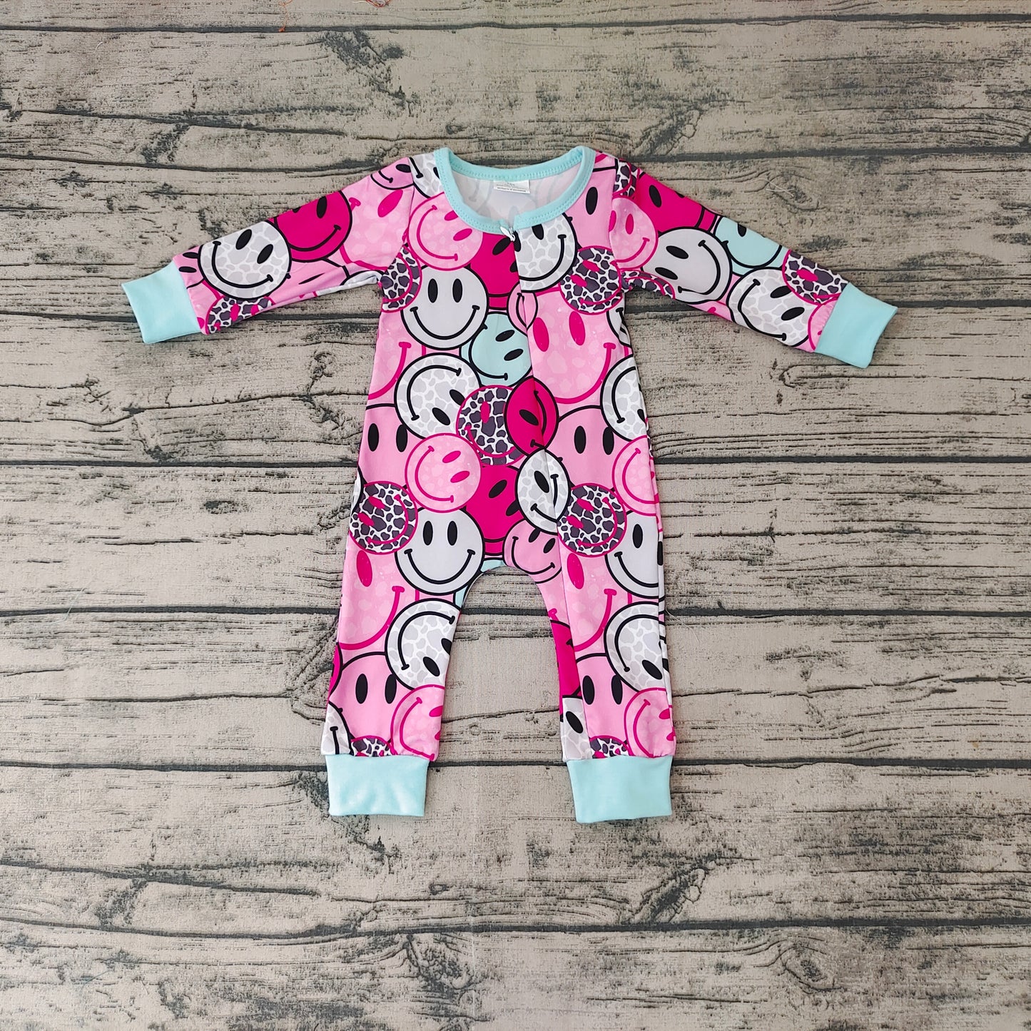 Baby Kids Pink Smile Zip Rompers