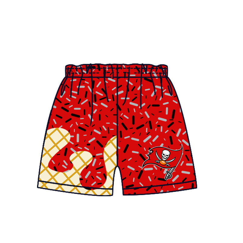 Preorder (moq 5)Baby Boys Red Drip Sprinkles Tampa Bay Bucs Team Shorts Bottom