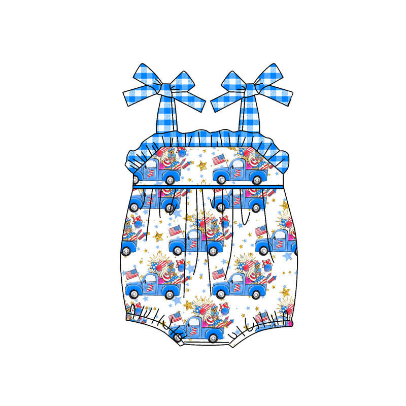 Baby Infant Girls Truck 4th Of July Rompers preorder(moq 5)