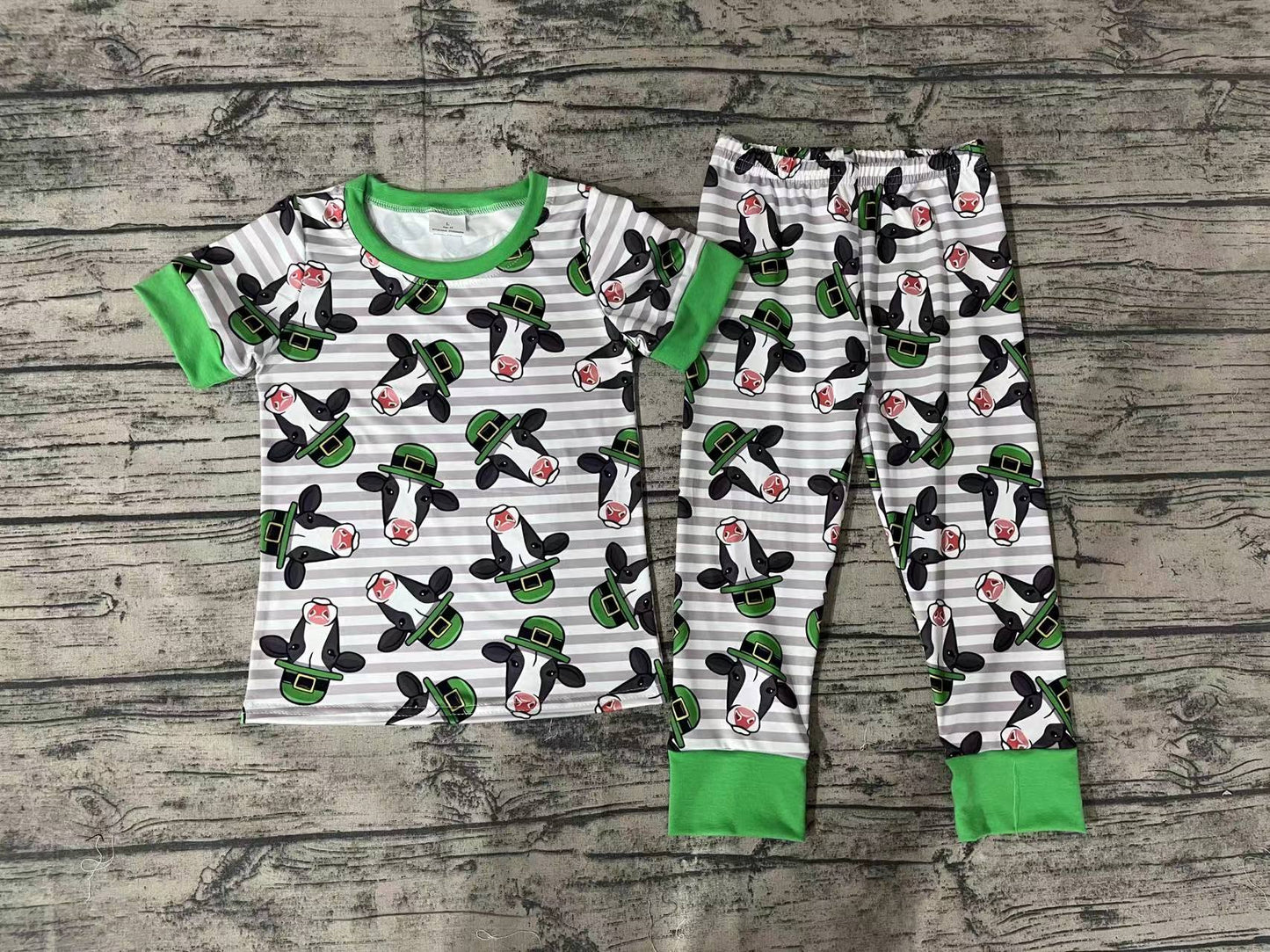 Baby Boys St Patrick Day Cow Top Pants Pajamas Clothes Sets