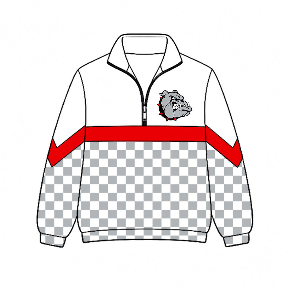 Preorder (moq 5)Baby Boys Grey Checked Bulldogs Team Zip Pullovers Top