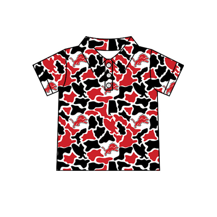Preorder (moq 5)Baby Boys Short Sleeve Colorful Camo Team Button Polo Shirts Tops