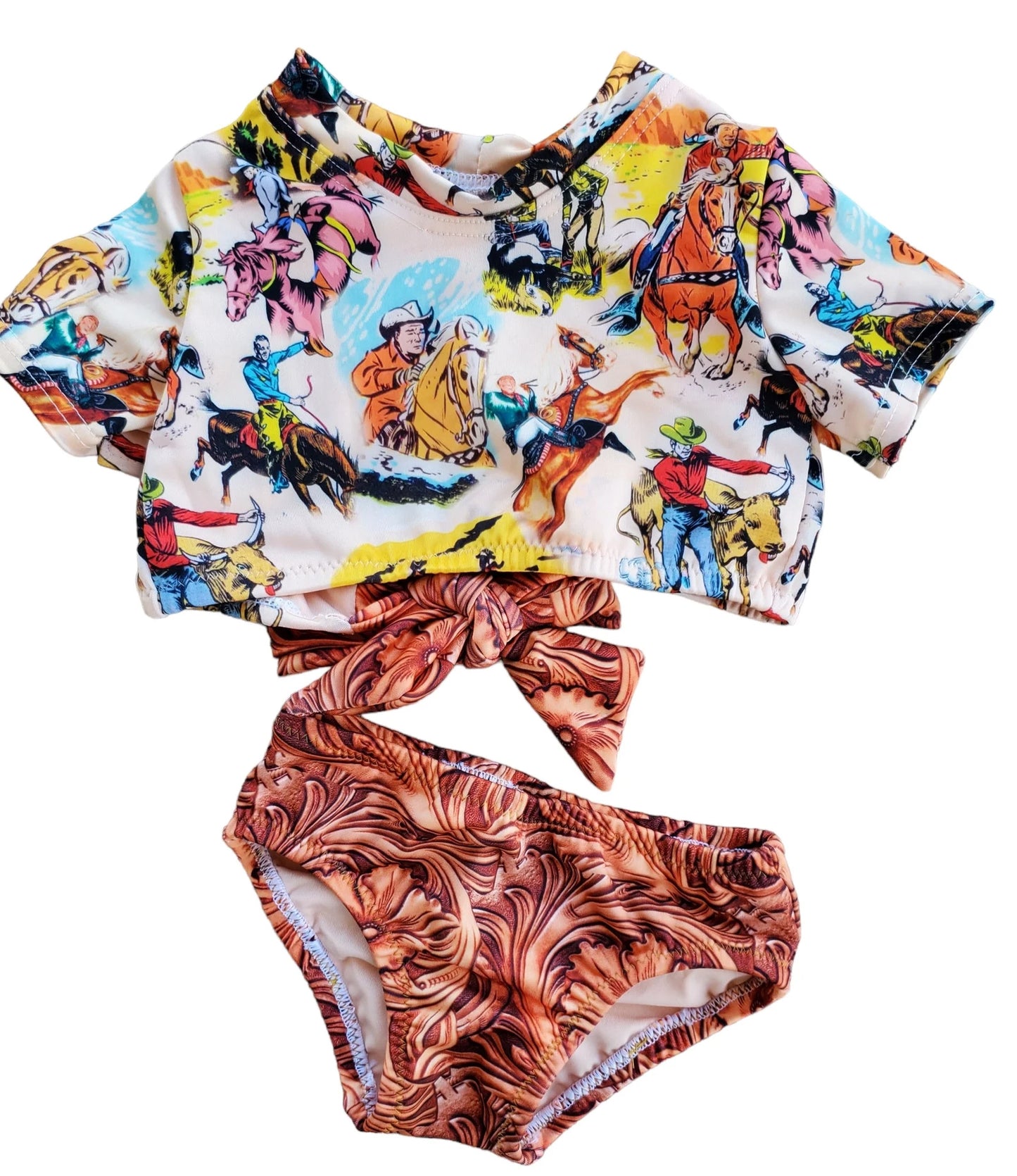 Baby Girls Western Rodeo Top Bottom 2pcs Swimsuits preorder(moq 5)