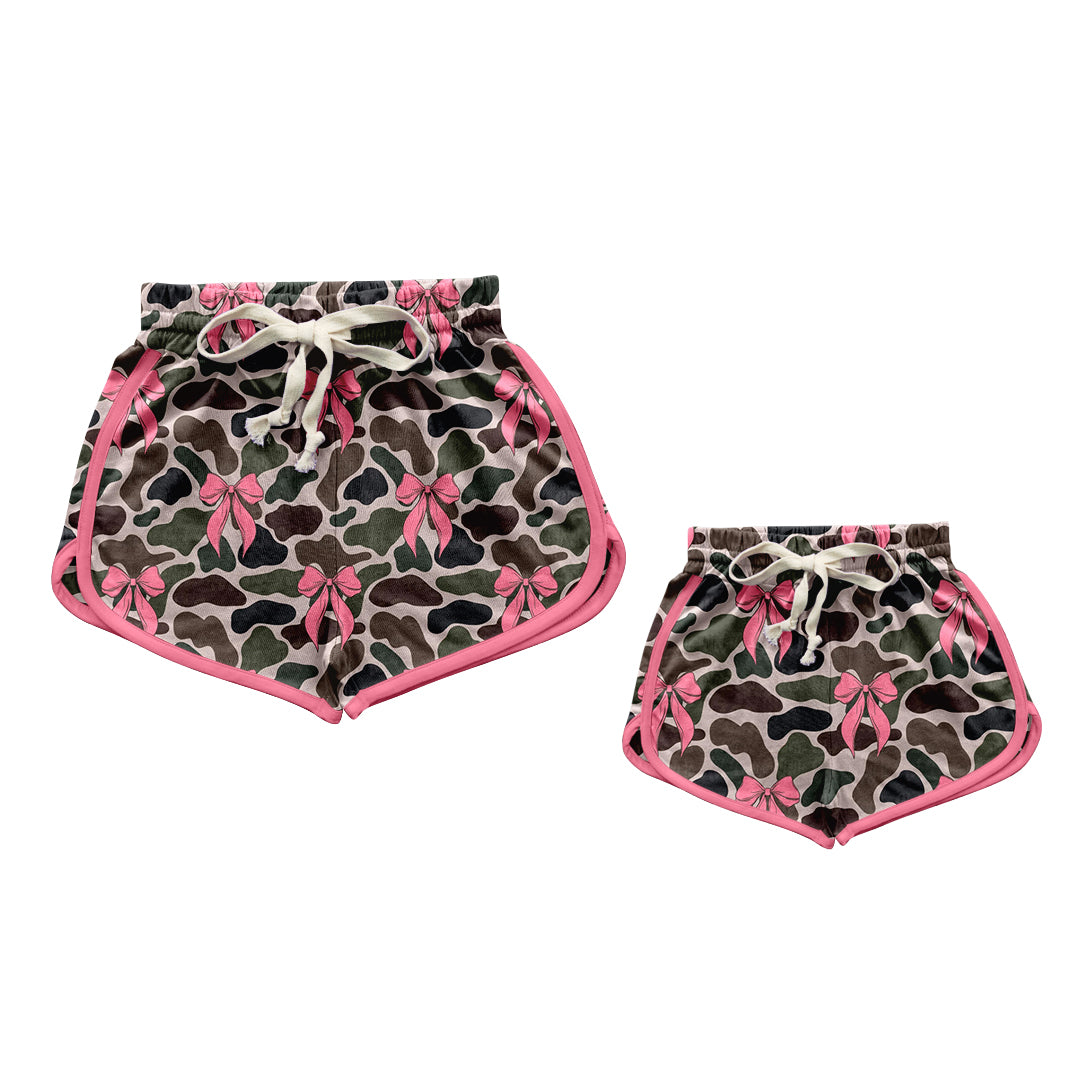 Preorder (moq 5 each) Mommy and Me Women Baby Girls Bows Camo Hunting Summer Shorts Bottoms