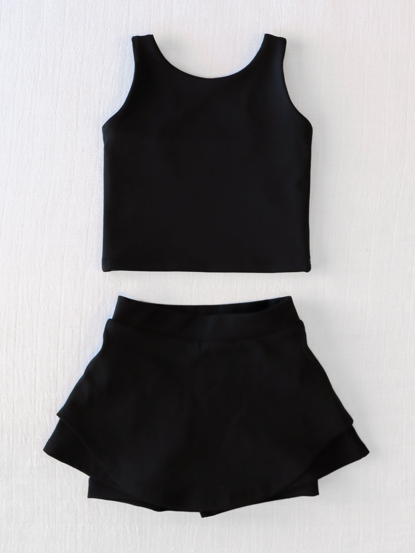 Baby Girls Black Sleeveless Top Short Skirts 2pcs Swimsuits Preorder (moq 5)