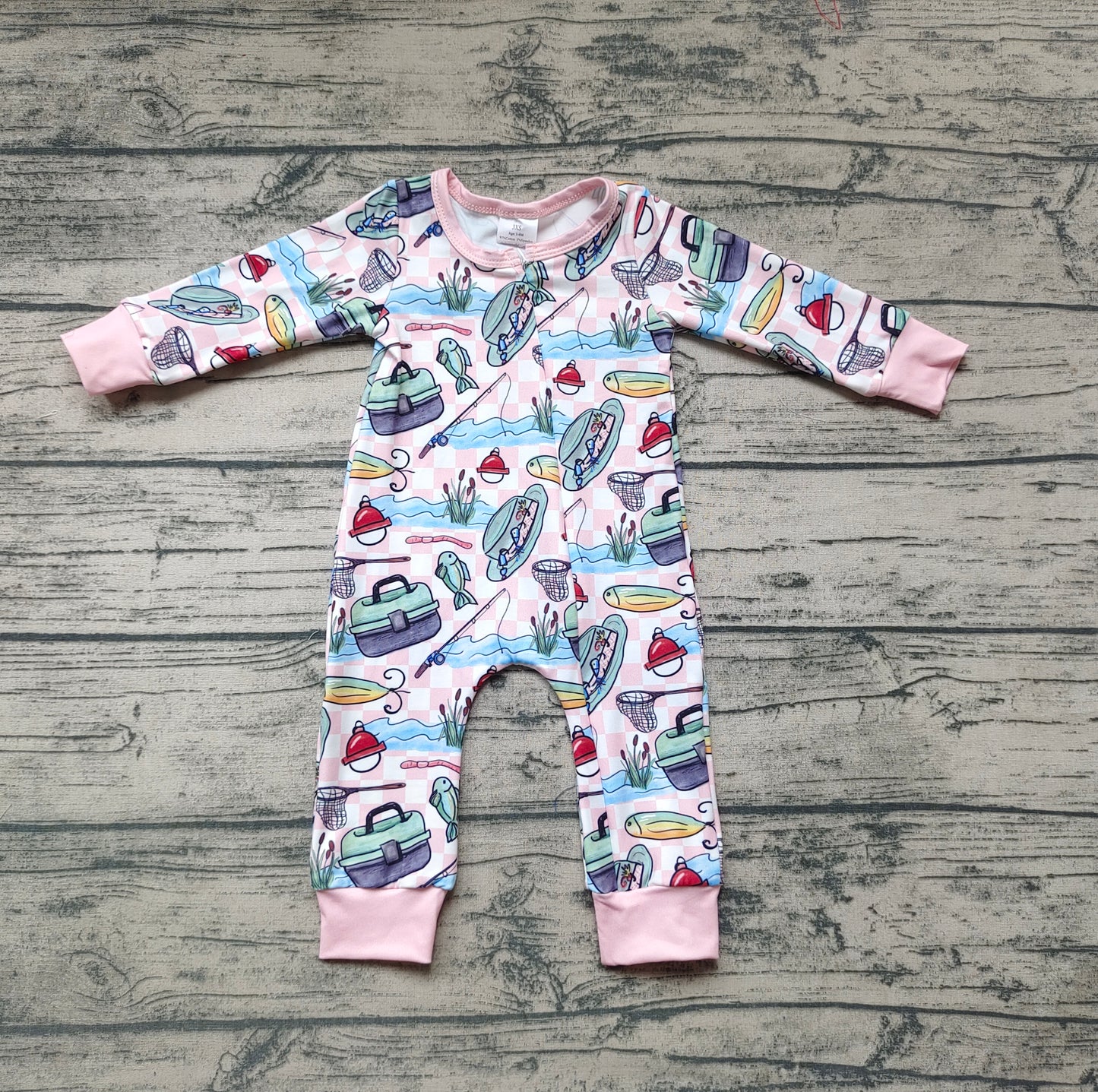 Baby Girls Fishing Pink Rompers