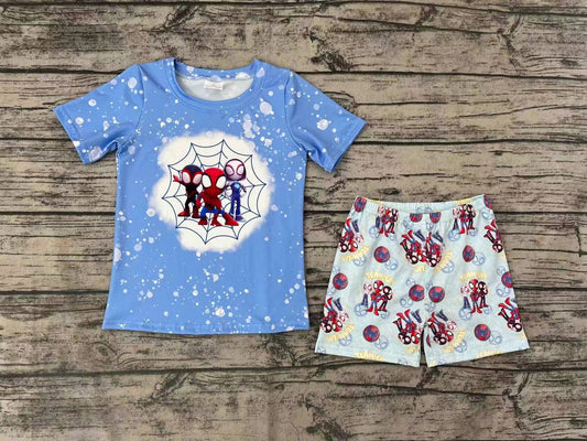Baby Blue Cartoon Summer Shorts Sets