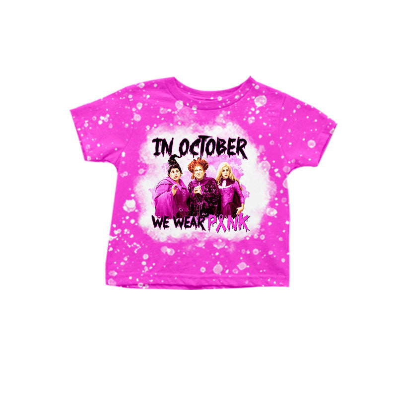 Baby Girls In Oct Pink Witches Short Sleeve Tee Shirts Tops Preorder(moq 5)