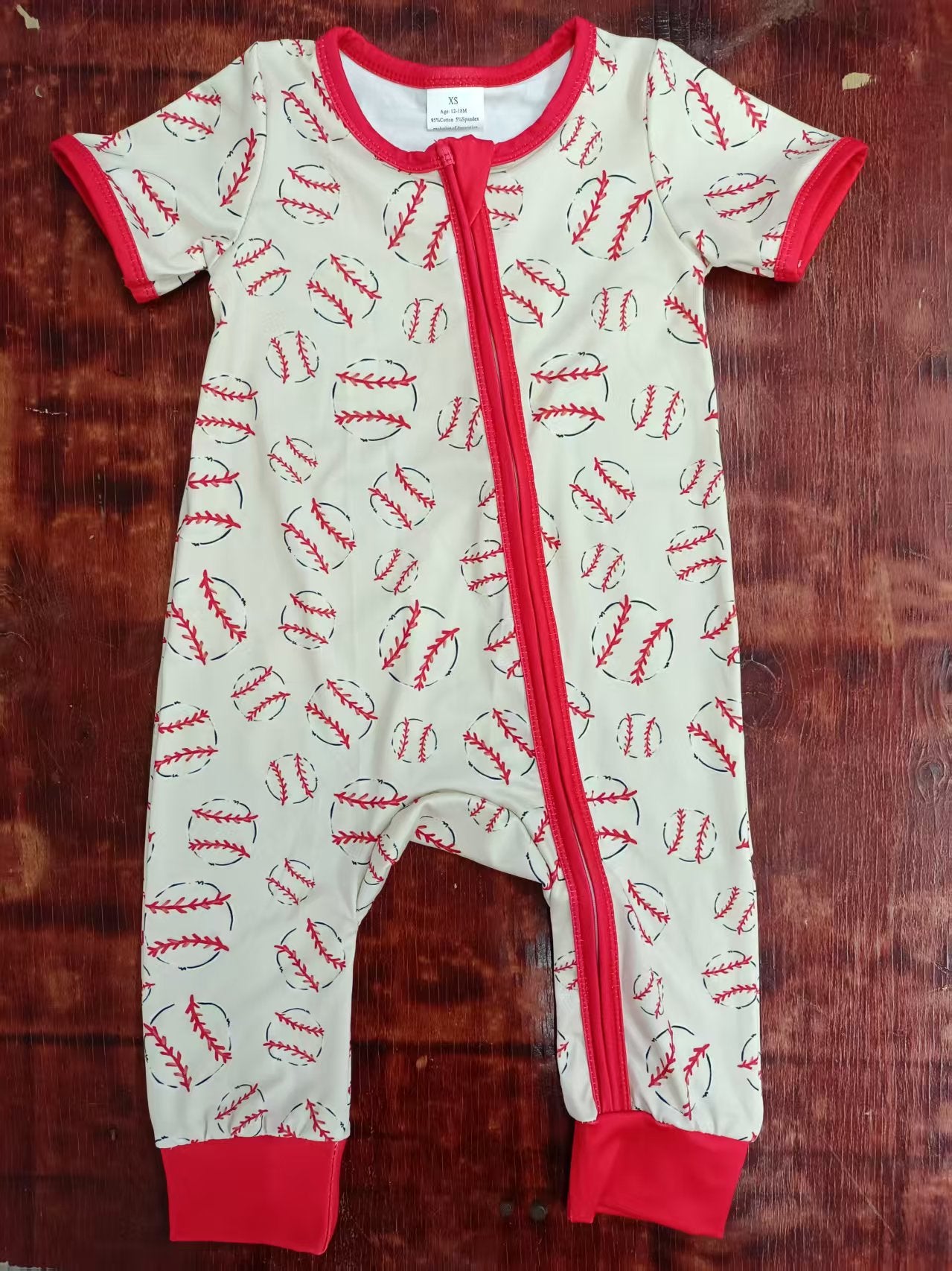 Preorder moq 5 Baby Boys Short Sleeves Baseballs Plaid Zipper Rompers