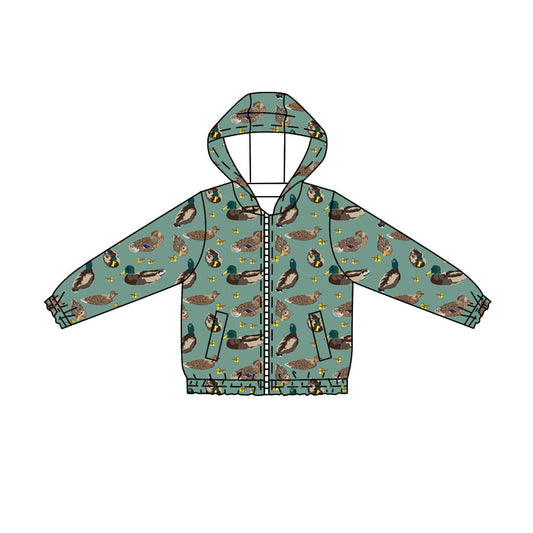 Baby Boys Green Ducks Hunting Zipper Pockets Hoodie Jacket Top Preorder