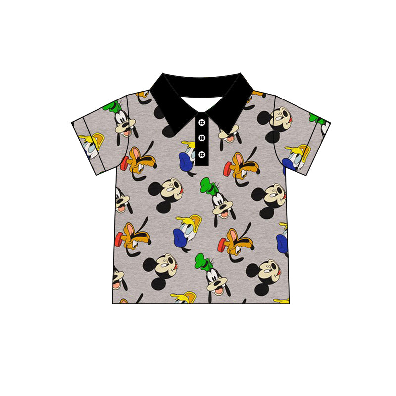 Preorder moq 5 Baby Boys Short Sleeve Cartoon Mouses Button Polo Shirt Top