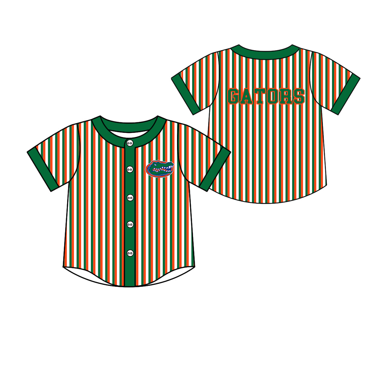 Preorder (moq 5)Baby Boys Short Sleeve Gators Stripe Team Button T-shirts Top