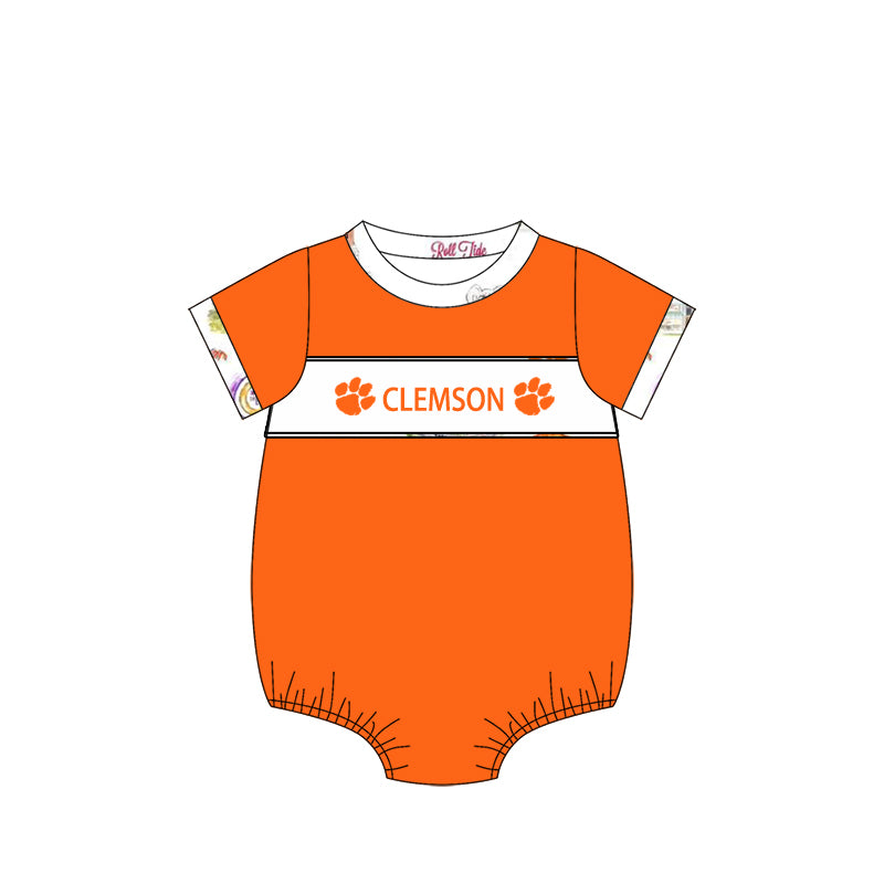 Preorder(moq 5)Baby Infant Boys Clemson Team Rompers